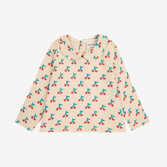 Baby Cherry All Over Collar T-shirt, White
