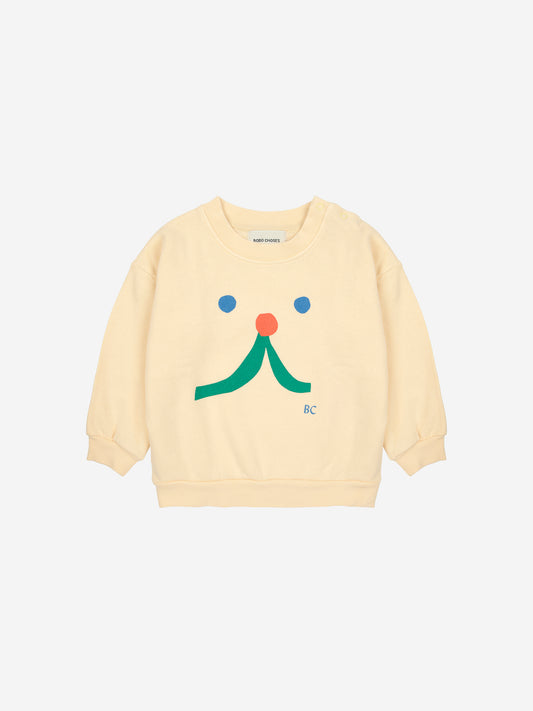 Baby Funny face sweatshirt, Light Yellow