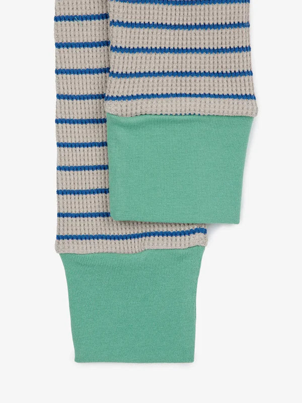 Baby Stripes Waffle Leggings, Blue Stripes