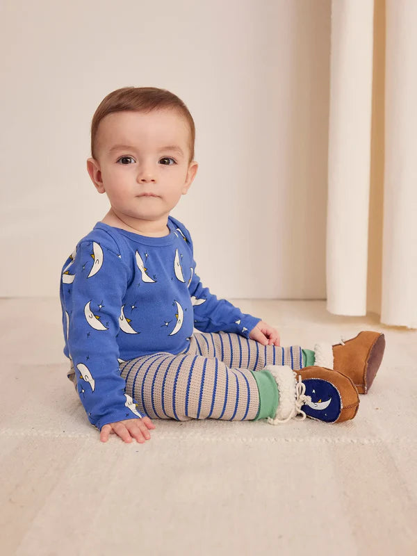 Baby Stripes Waffle Leggings, Blue Stripes