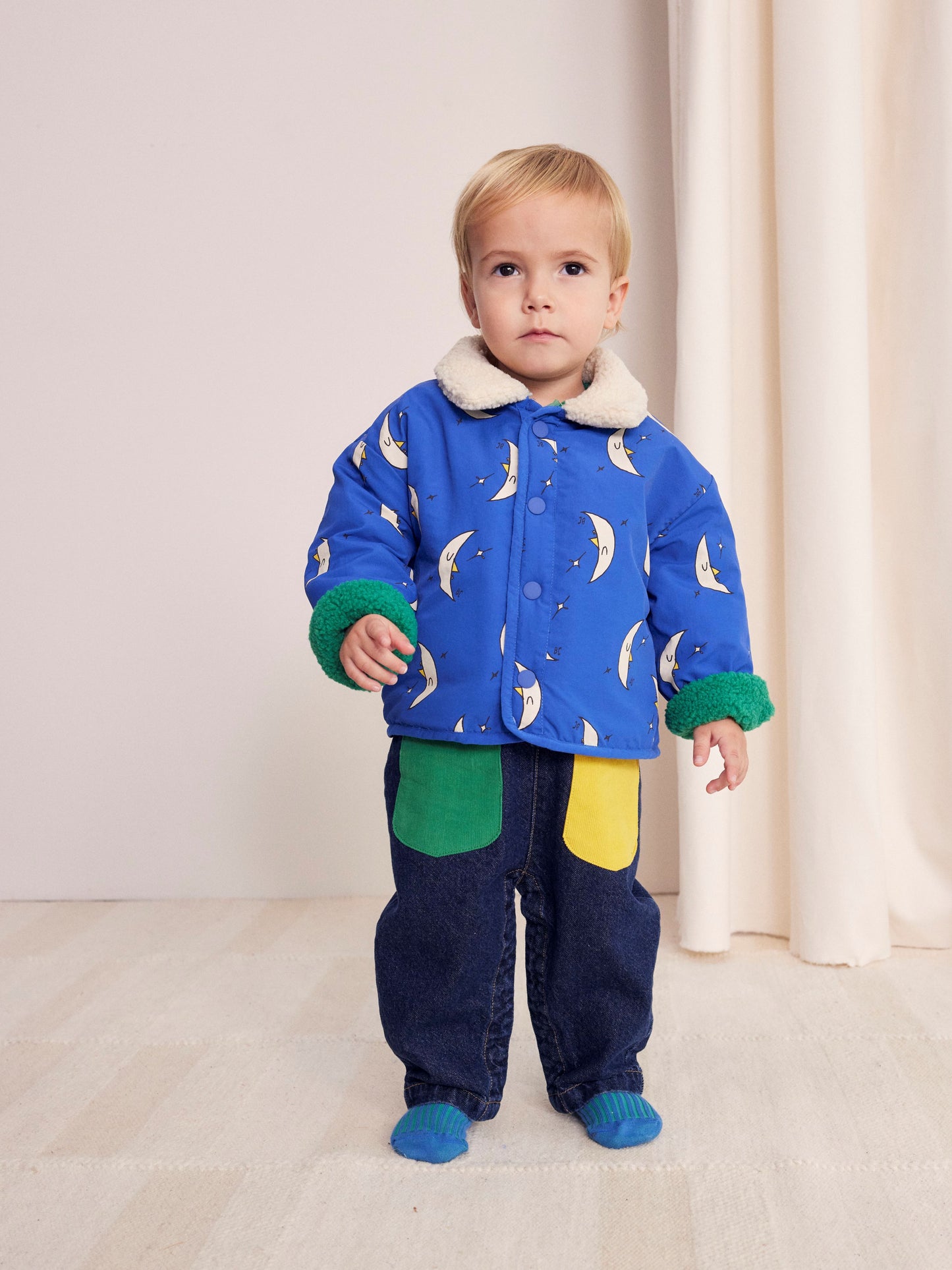 Baby Beneath The Moon all over Reversible Jacket, Blue