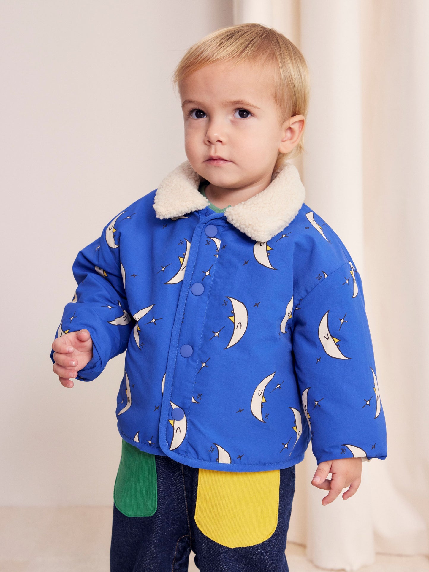 Baby Beneath The Moon all over Reversible Jacket, Blue
