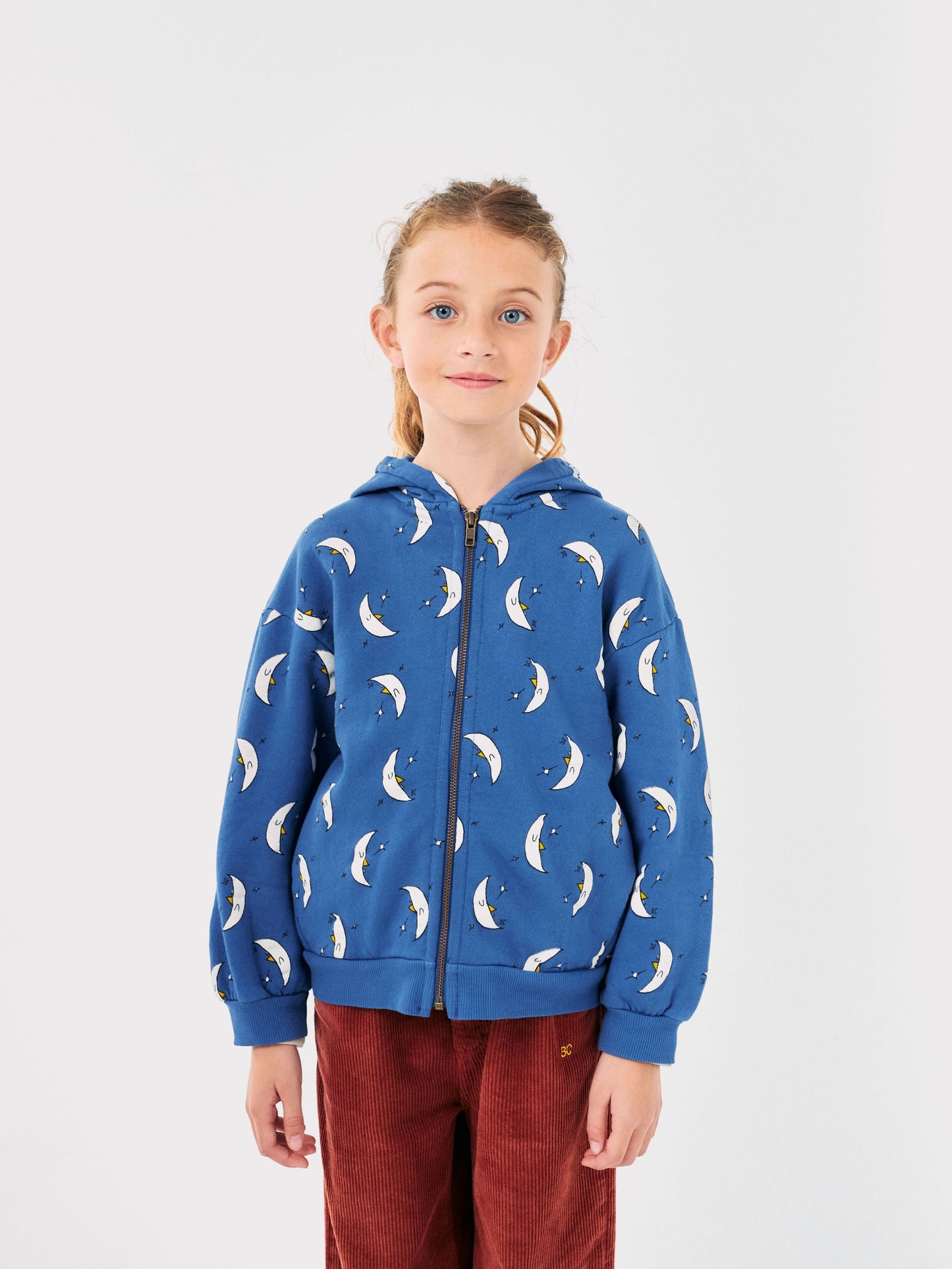 Beneath the Moon All Over Zipped Hoodie, Blue