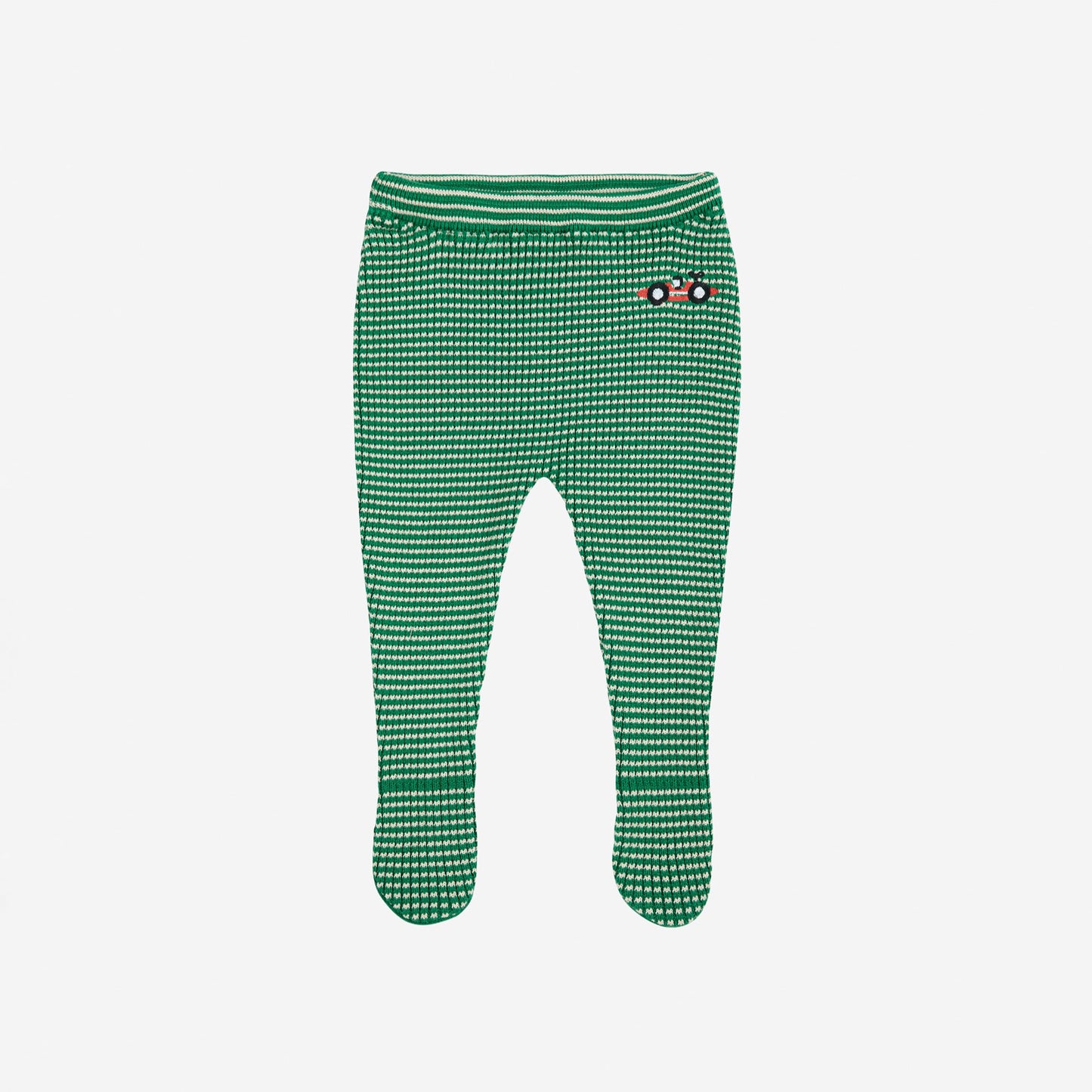 Race Car Knitted Footed Leggings, Light Green