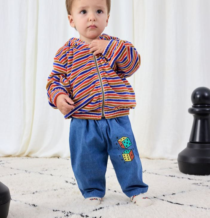 Baby Roll The Dice Light Denim Pants, Navy Blue