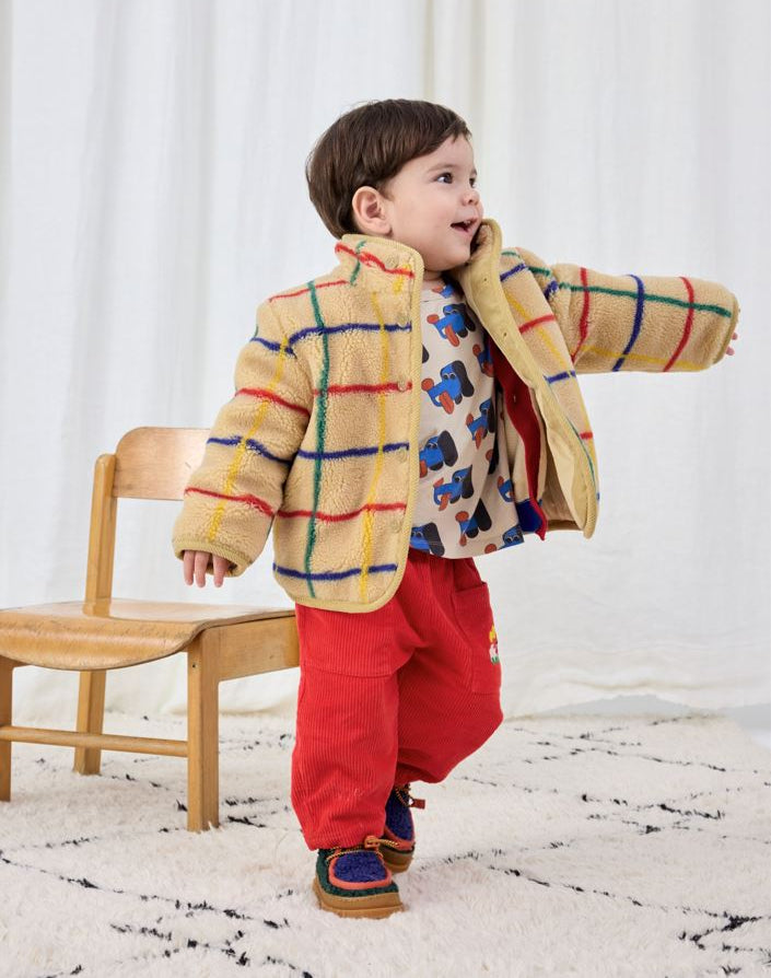Stripe Color Sheepskin Jacket, Off White