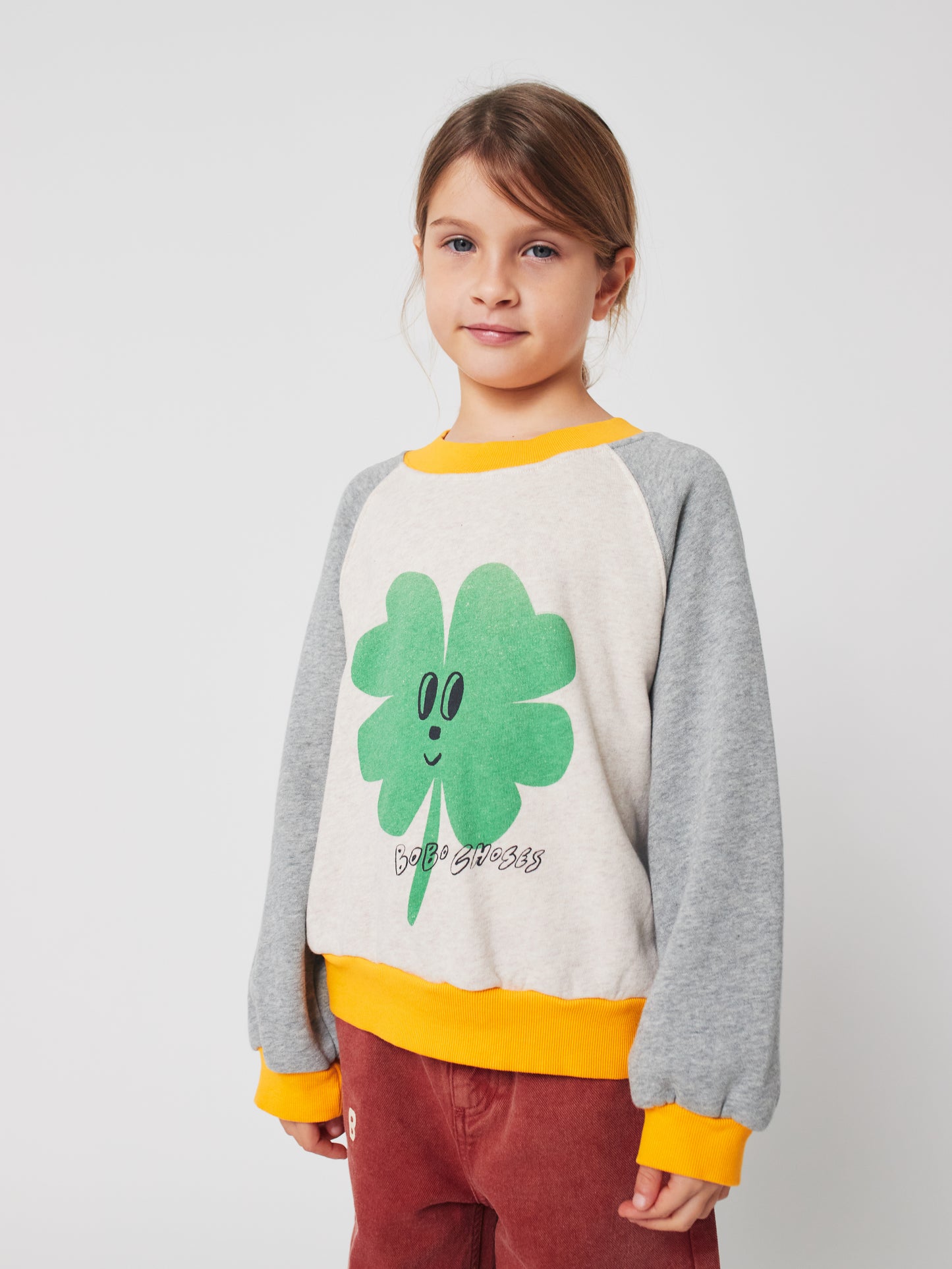 Lucky Clover Ranglan Sweatshirt, Heather Grey