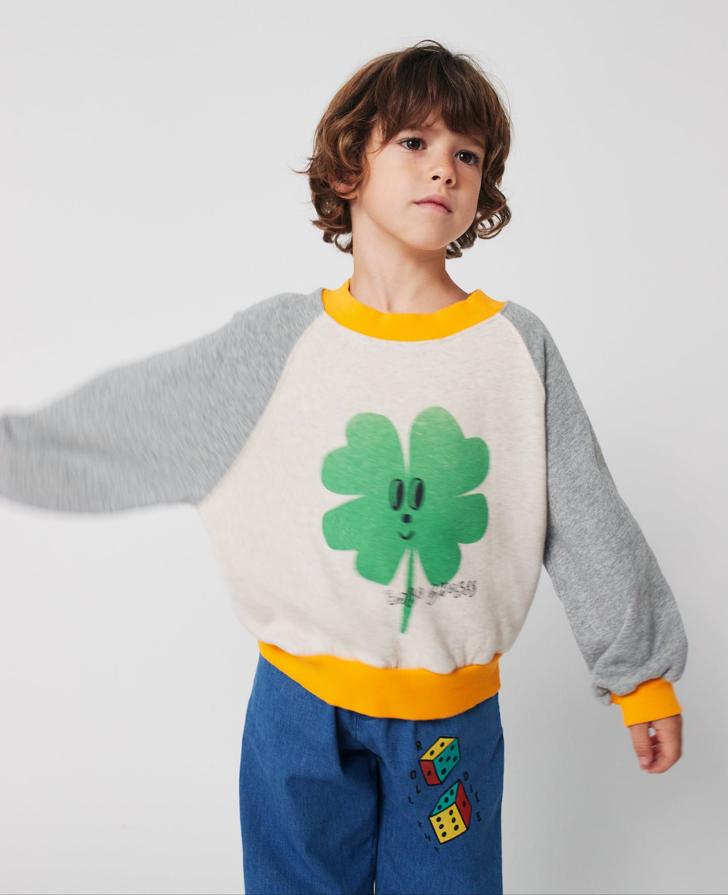 Lucky Clover Ranglan Sweatshirt, Heather Grey