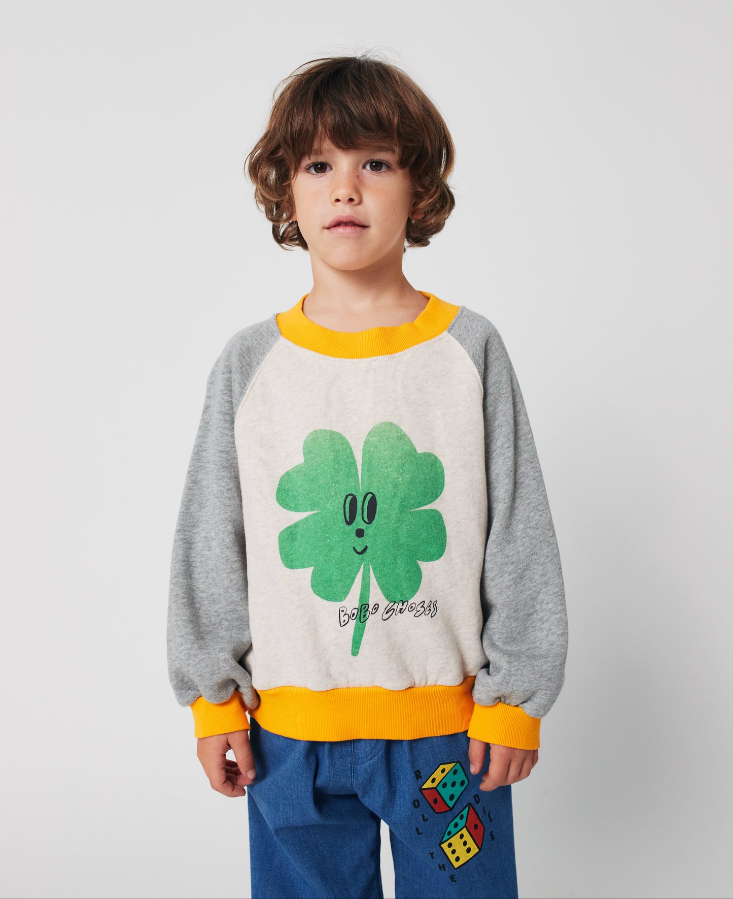 Lucky Clover Ranglan Sweatshirt, Heather Grey