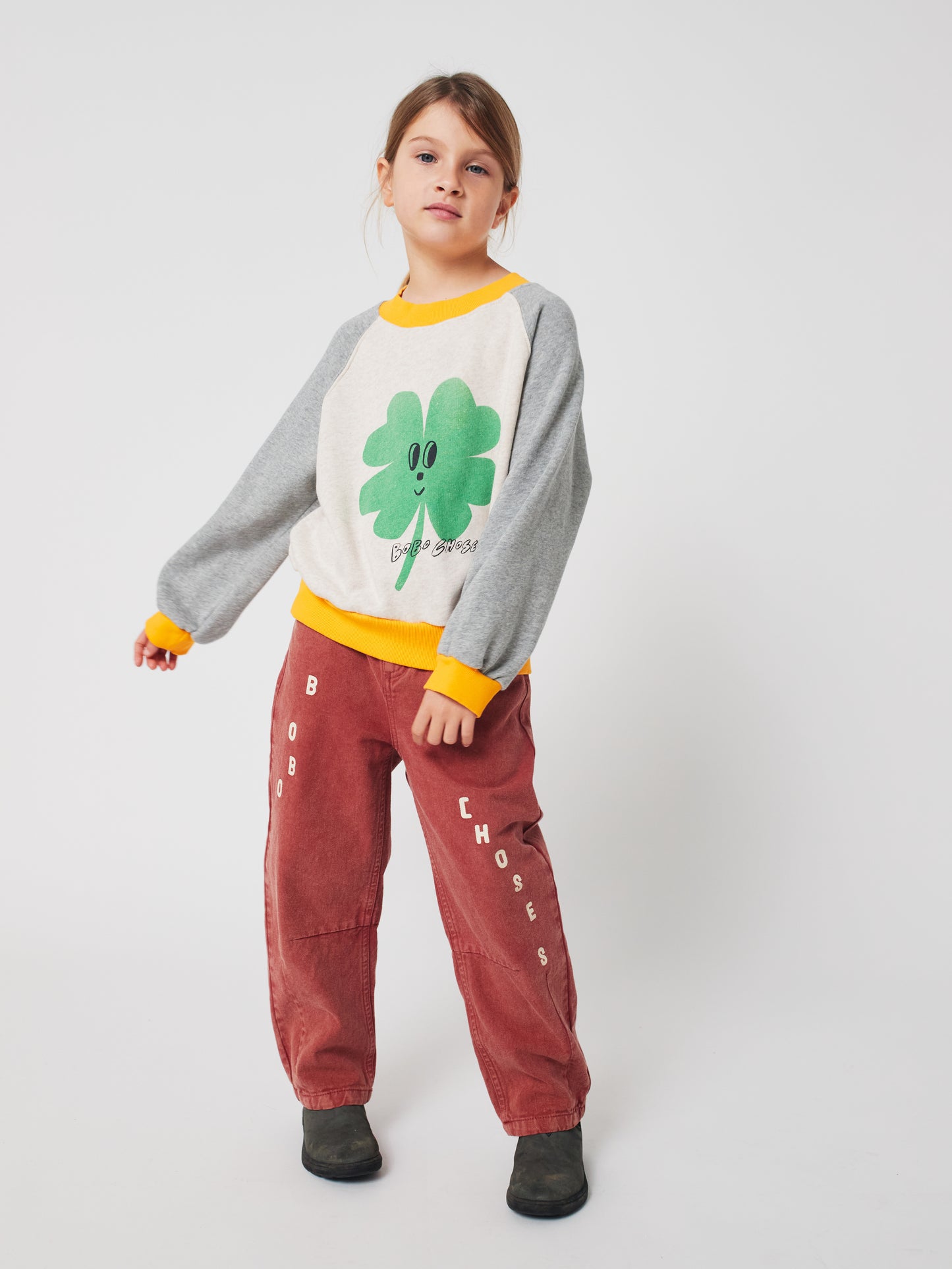 Lucky Clover Ranglan Sweatshirt, Heather Grey