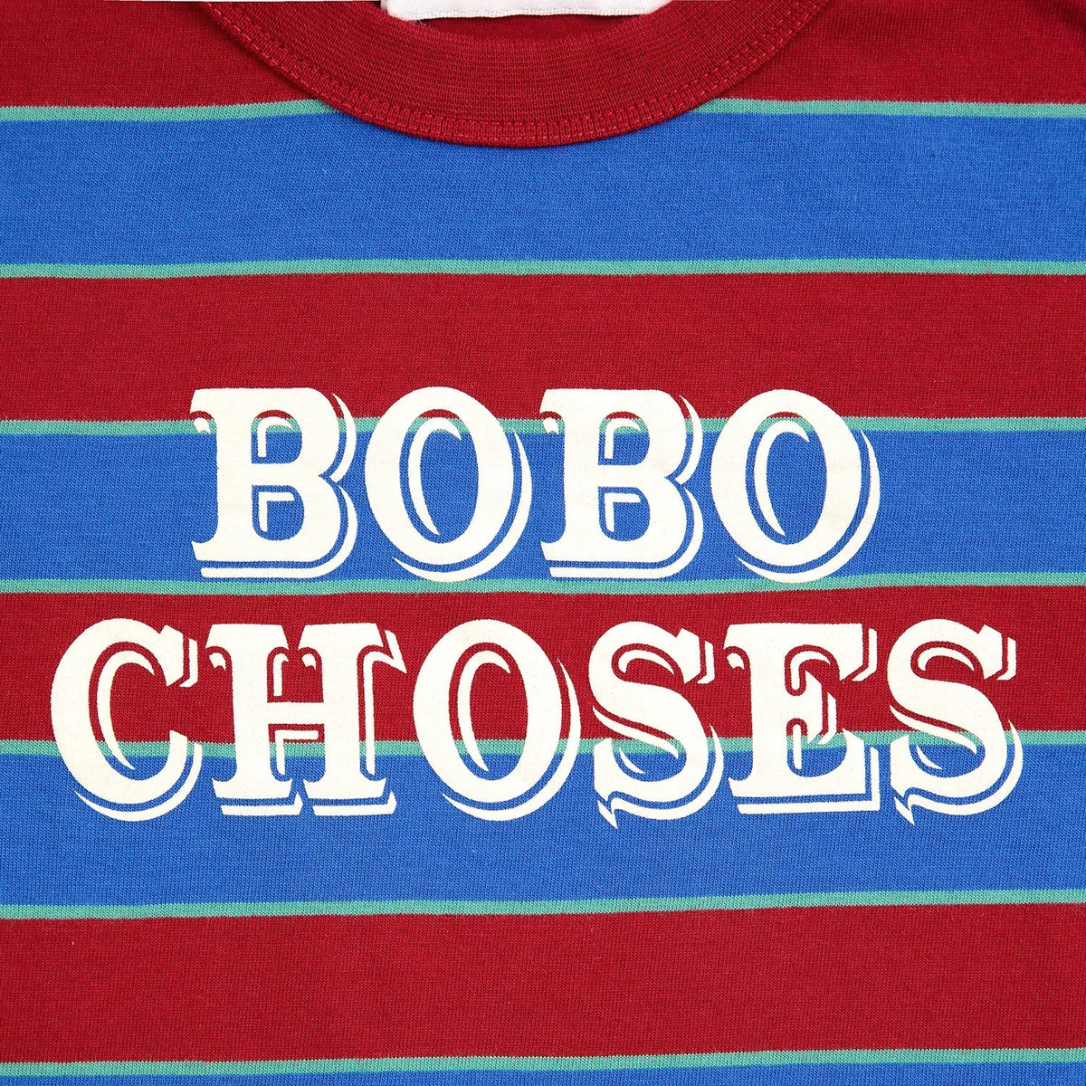 Bobo Choses Embossed stripes T‑shirt, Blue Stripe