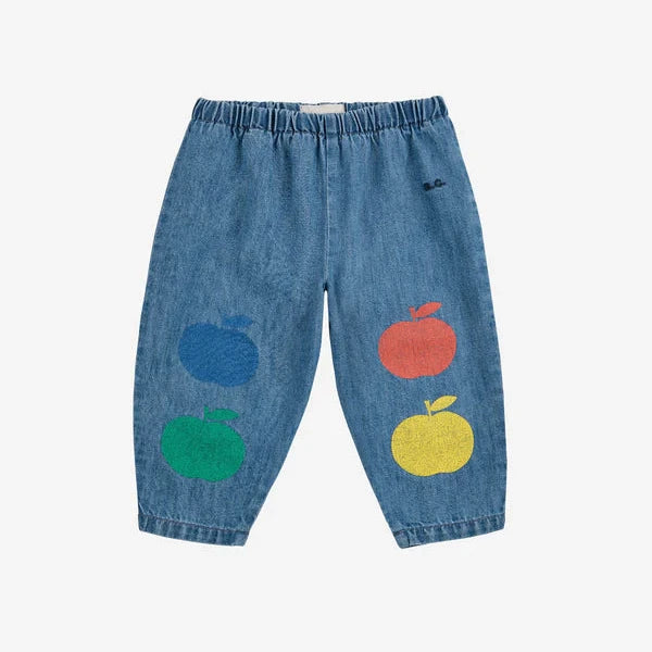 Baby Poma Multicolor Denim Pants, Blue