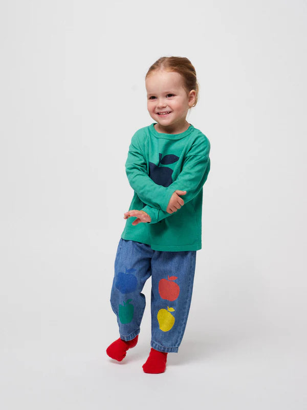 Baby Poma Multicolor Denim Pants, Blue