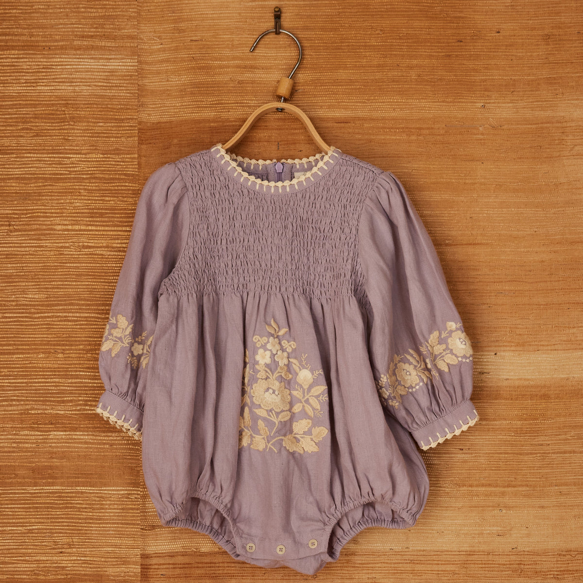 Baby Noemie Romper, Dusky Lavender