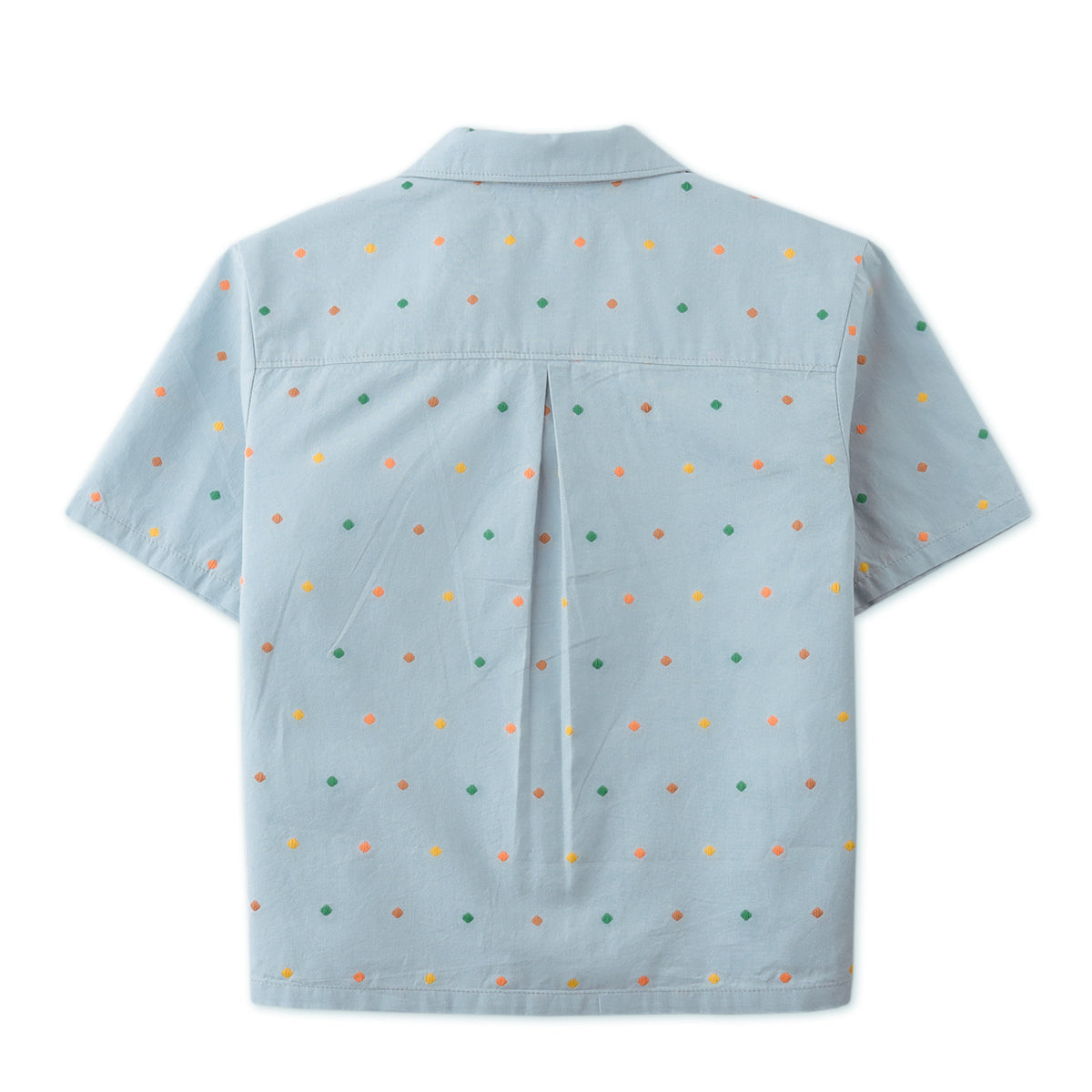 Boys Henry Shirt with Polka Dots, Blue