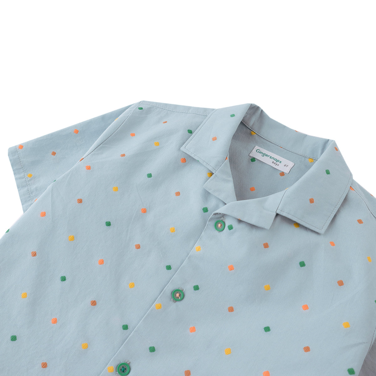 Boys Henry Shirt with Polka Dots, Blue