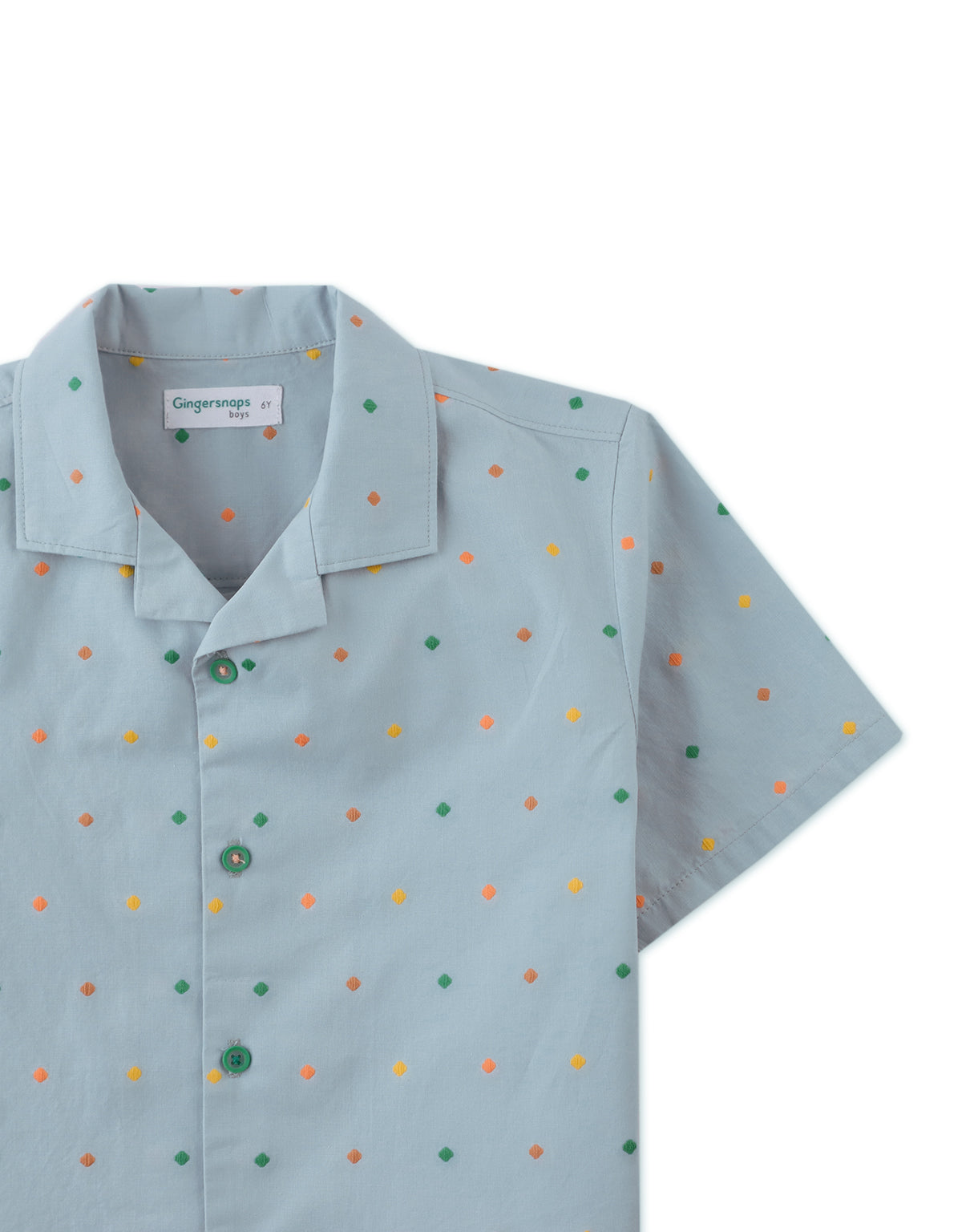 Boys Henry Shirt with Polka Dots, Blue