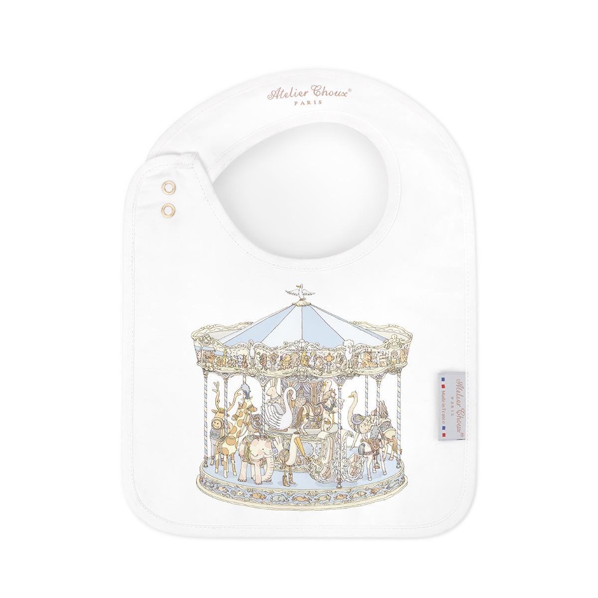 Atelier Choux Paris Organic Cotton Carrés & Bib Gift Set, Carousel Blue