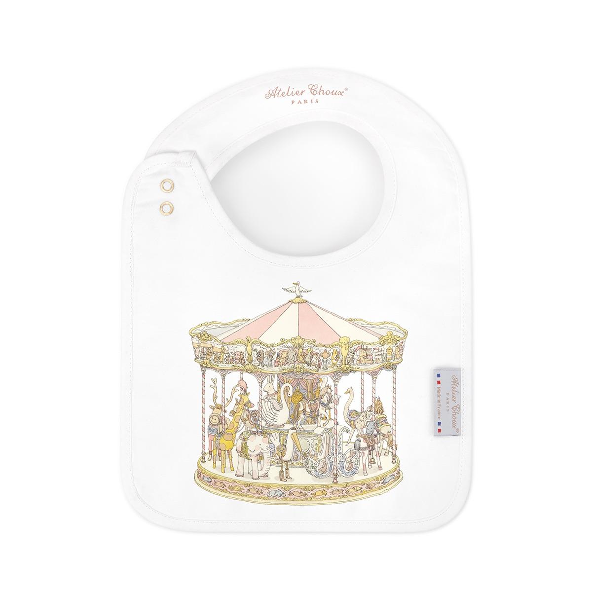 Atelier Choux Paris Organic Cotton Carrés & Bib Gift Set, Carousel Pink