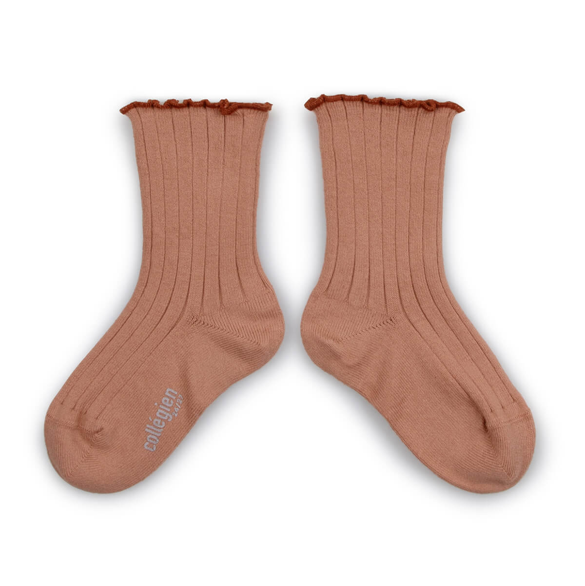 Collegien Delphine Lettuce Trim Socks, Bois De Rose
