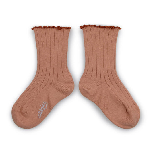 Collegien Delphine Lettuce Trim Socks, Bois De Rose