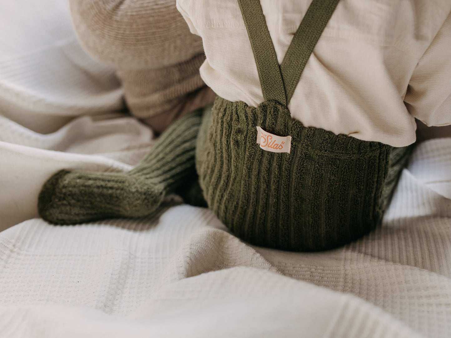 Silly Silas Granny Teddy Footed Tights, Olive