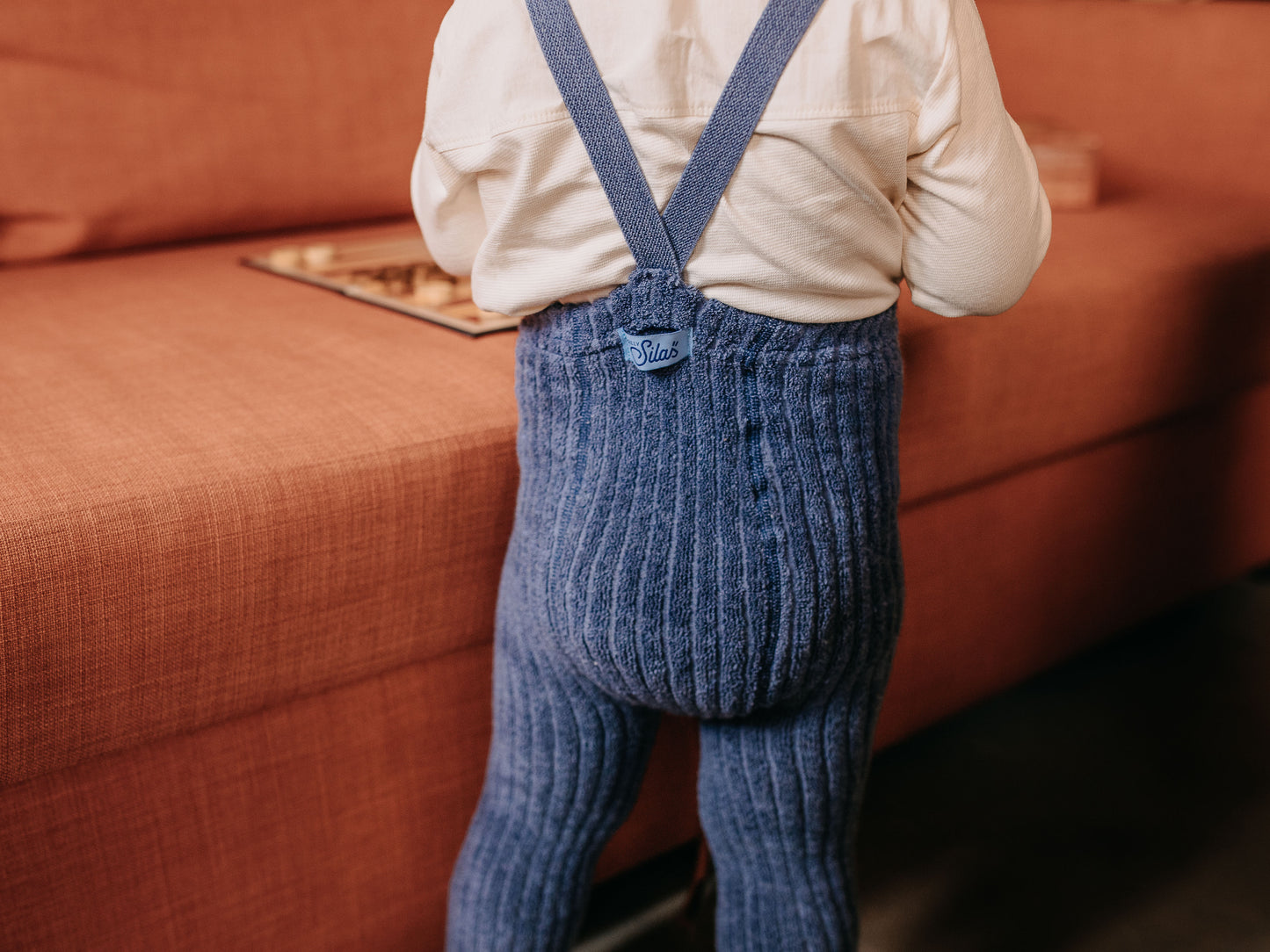Silly Silas Granny Teddy Footless Tights, Steel Blue