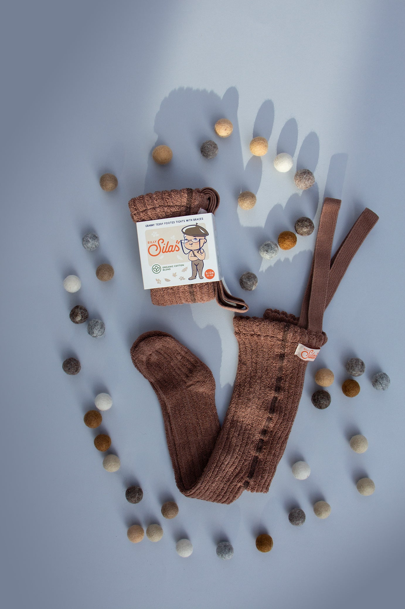Silly Silas Granny Teddy Footed Tights, Granola