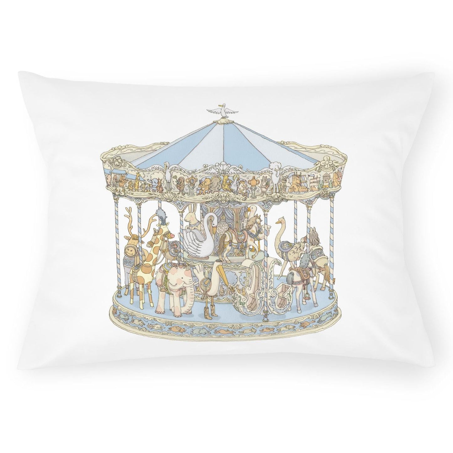Satin Cushion, Carousel Blue