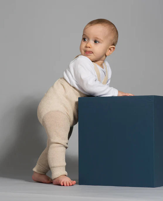 Silly Silas Ribbed Footless Tights, Cream Blend