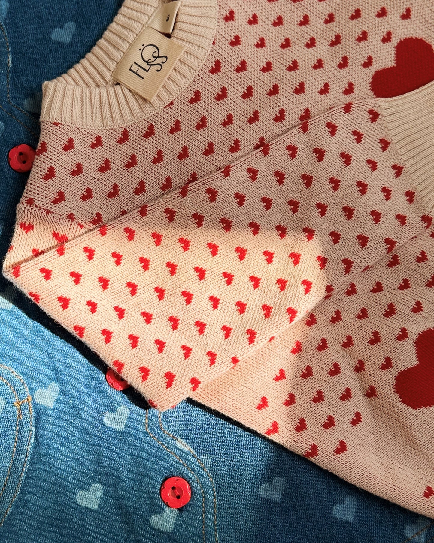 Zoe Sweater, Ruby Red/Cloud