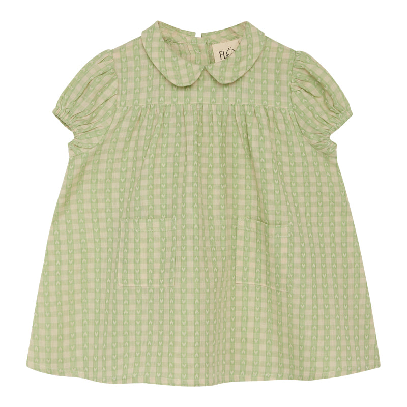 Stella SS Dress, Lime Gingham
