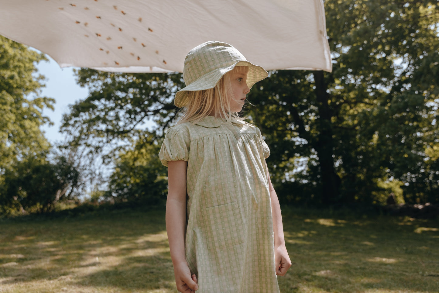 Stella Sun Hat, Lime Gingham