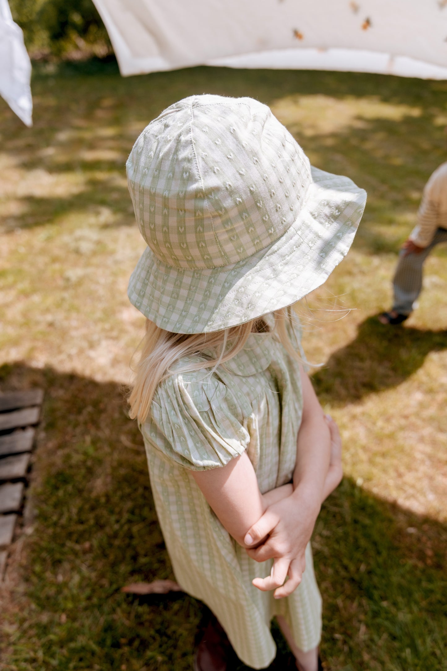 Stella Sun Hat, Lime Gingham