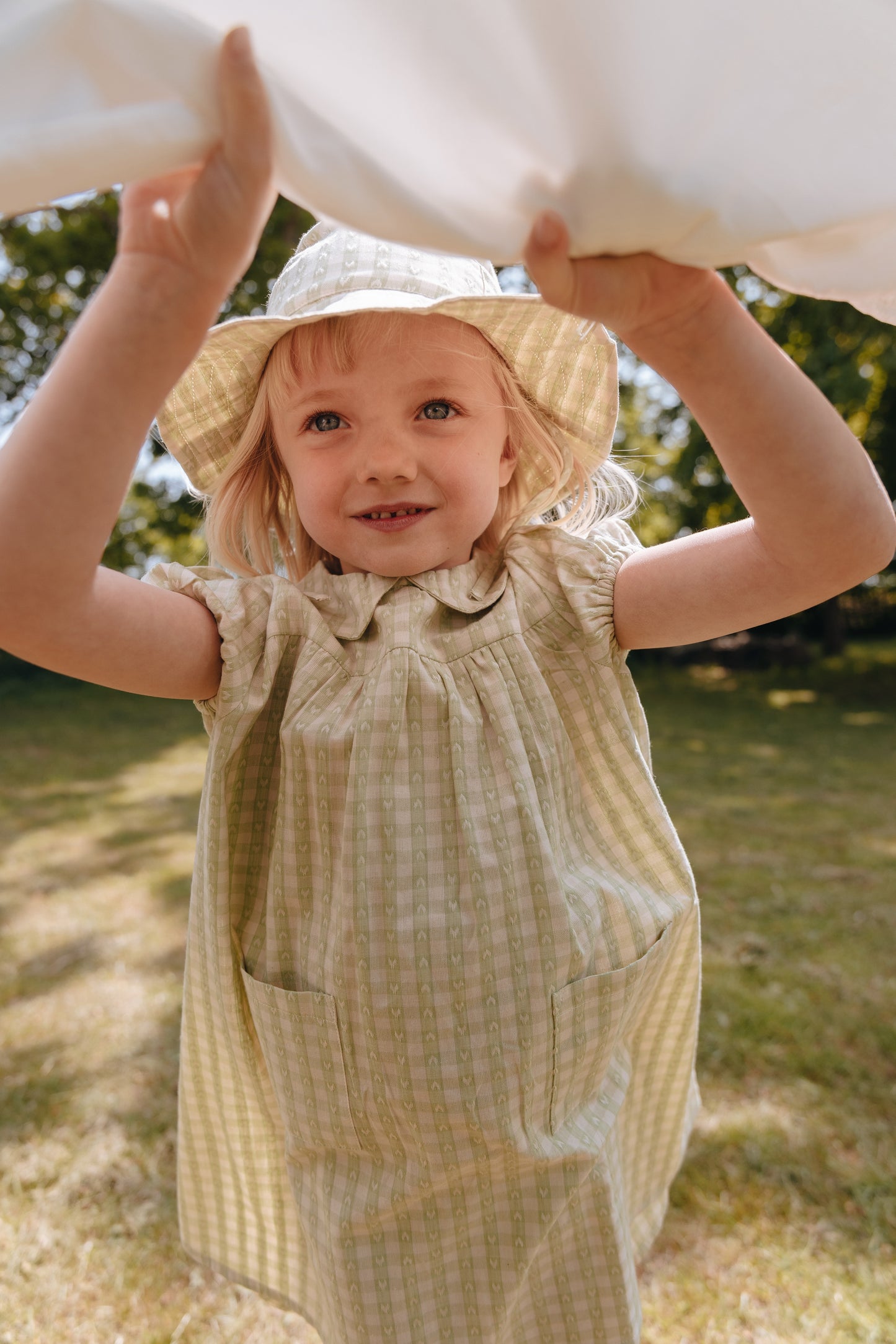 Stella SS Dress, Lime Gingham