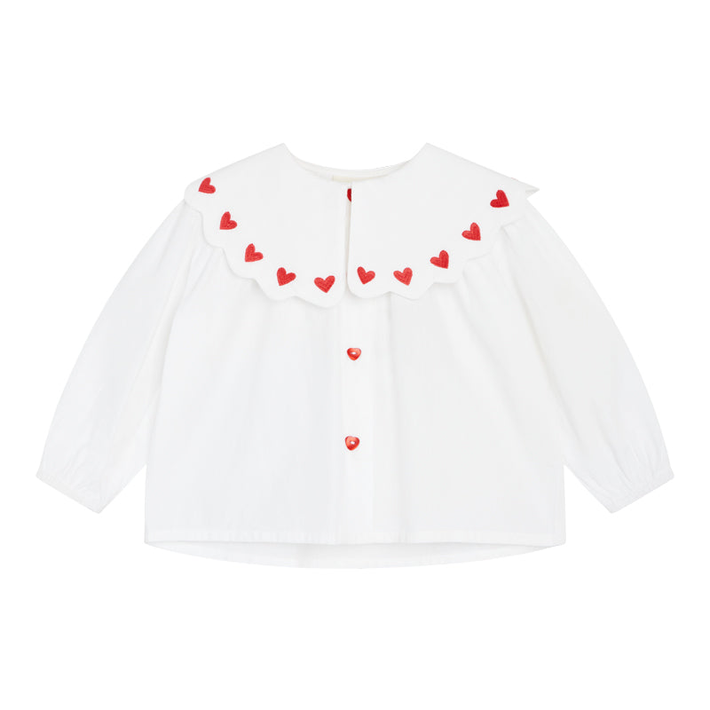 Ever Blouse, White/Ruby Red