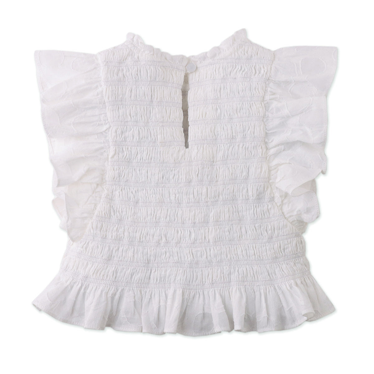 Girls Jacquie Top with Peplum Ruffles, Off White