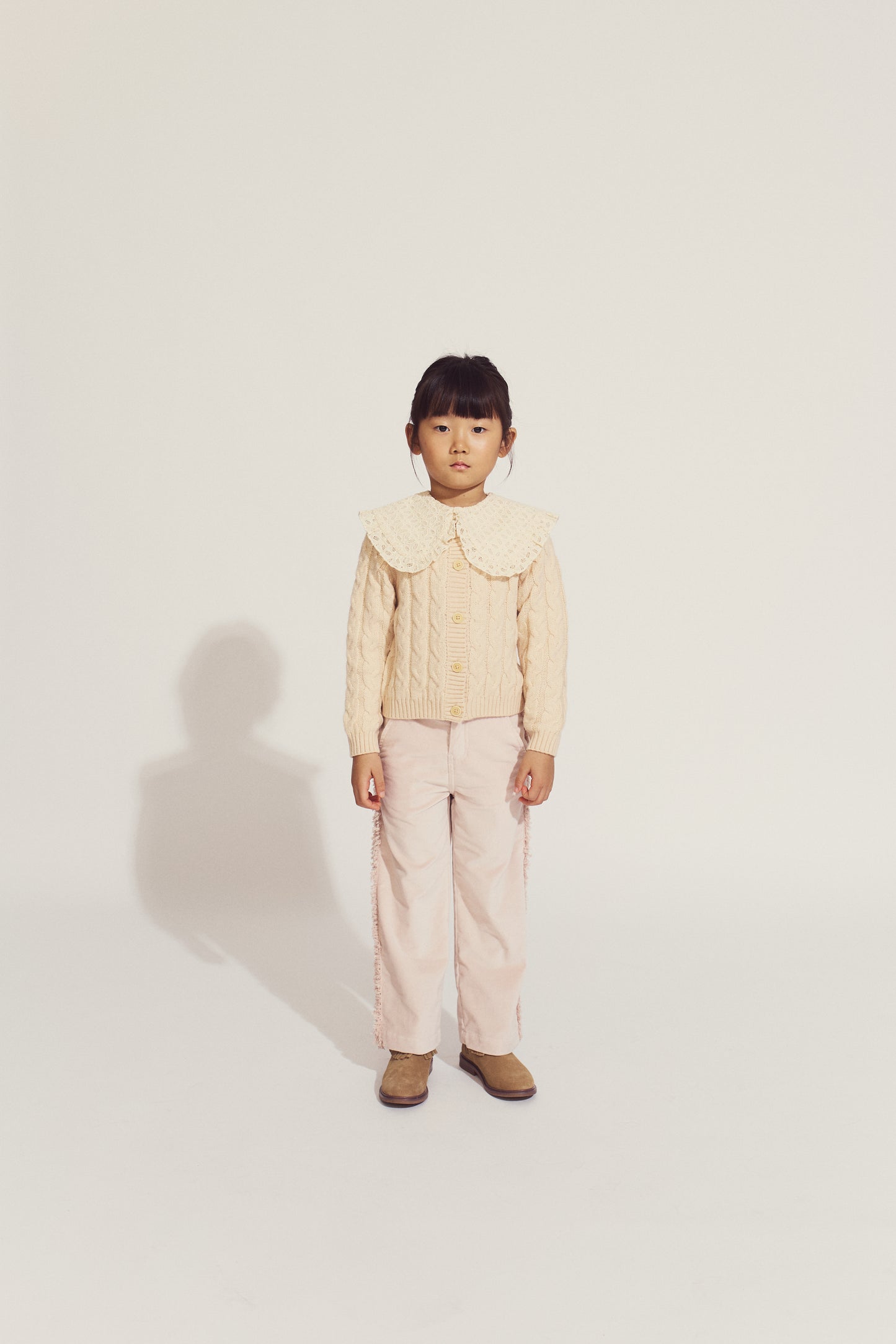 Girls Hilary Cardigan with Detachable Collar, Beige