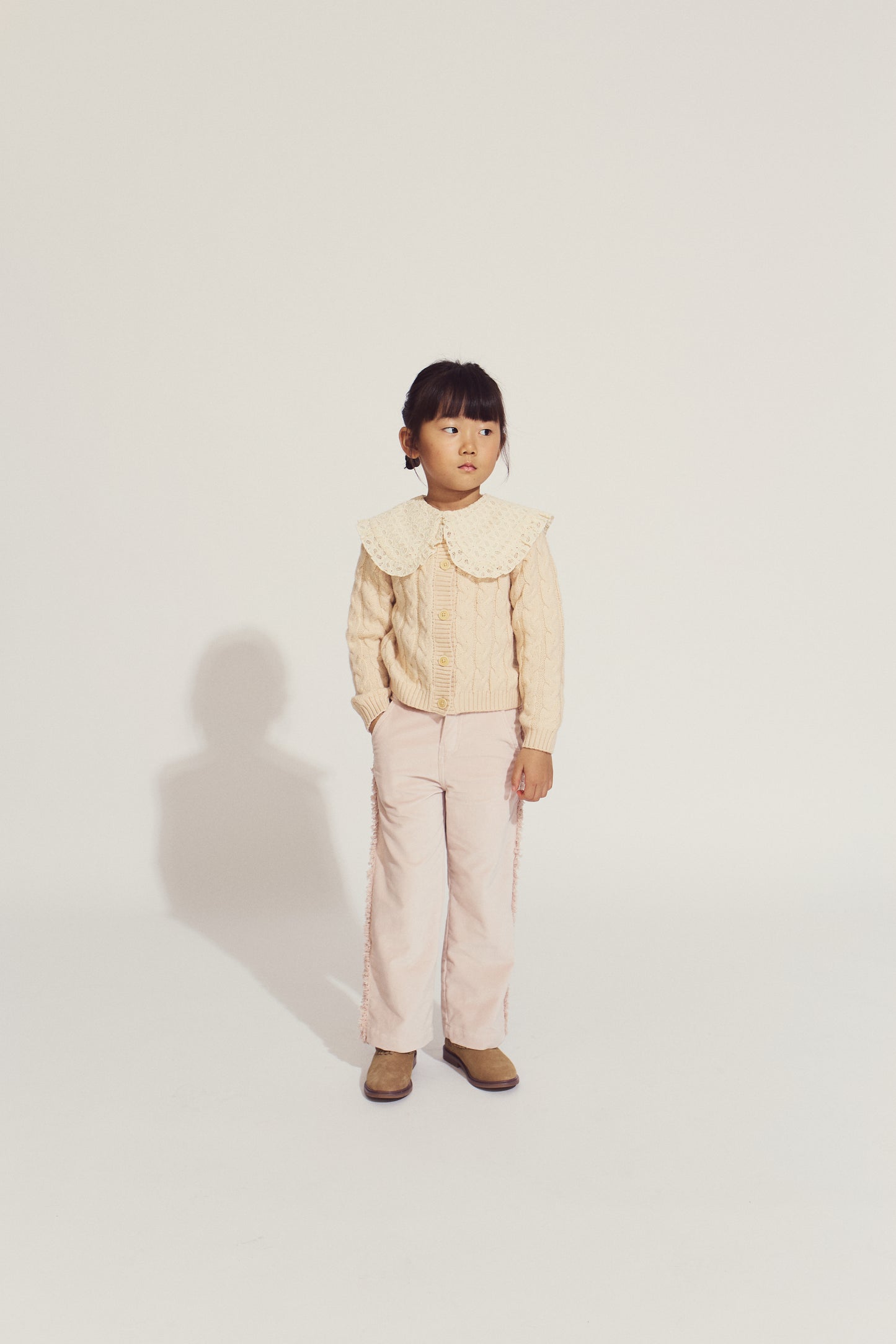 Girls Hilary Cardigan with Detachable Collar, Beige