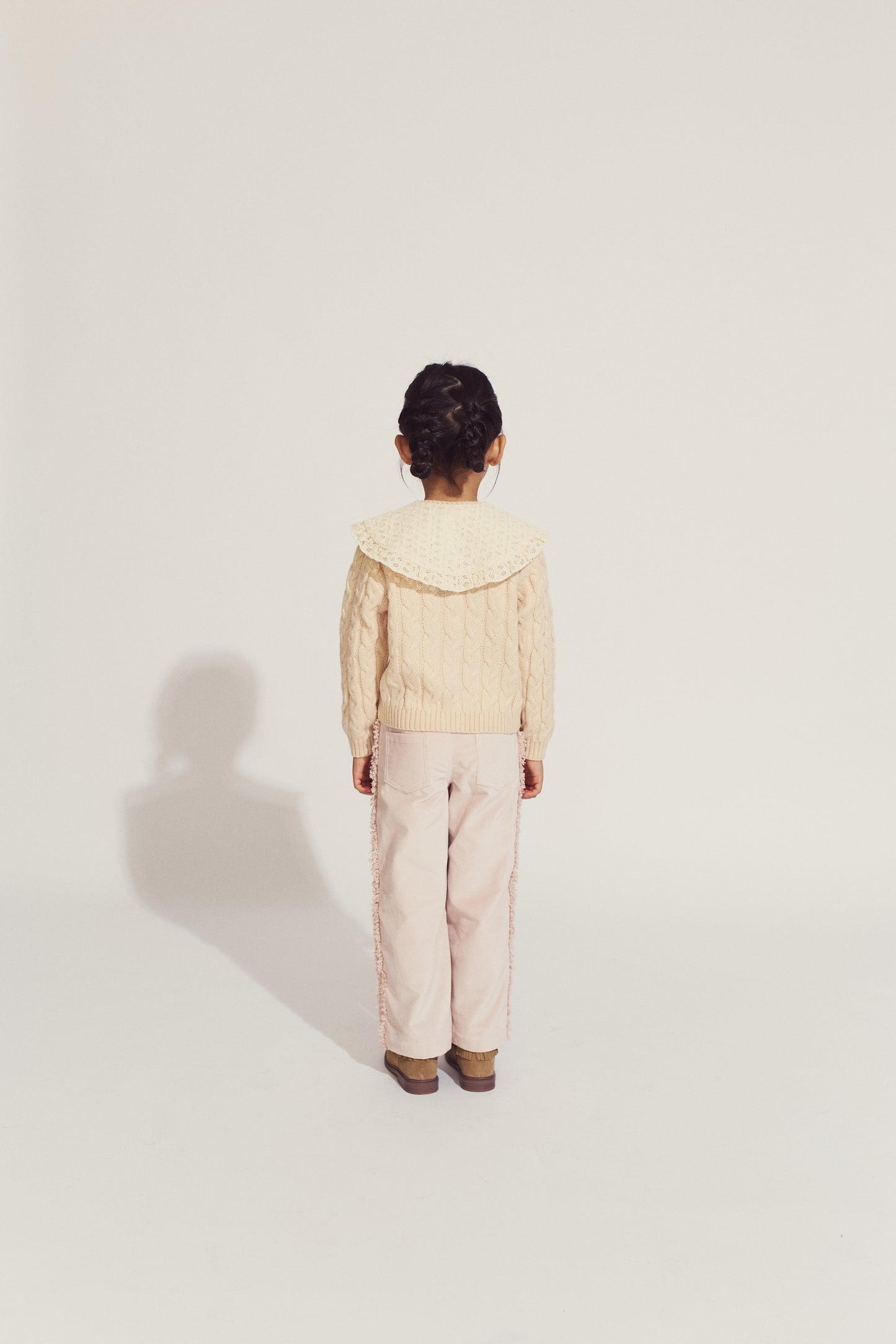 Girls Hilary Cardigan with Detachable Collar, Beige