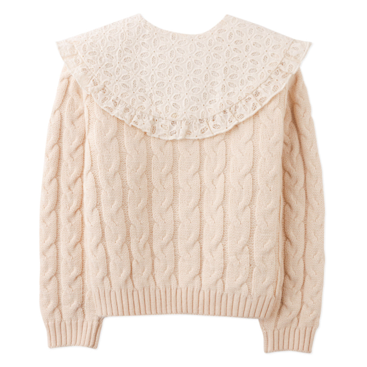 Girls Hilary Cardigan with Detachable Collar, Beige