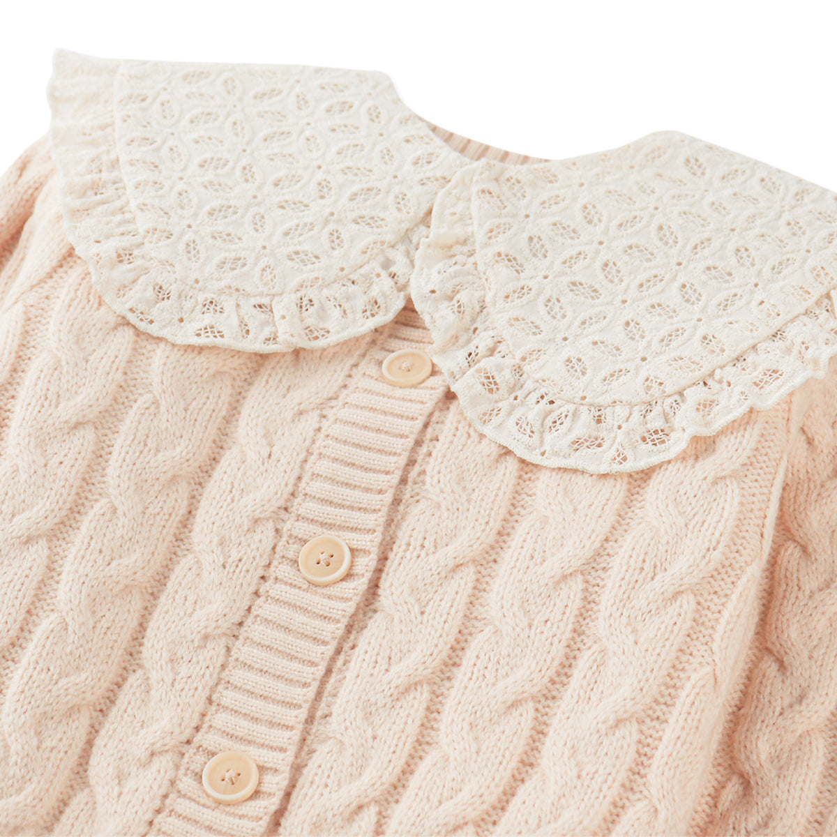 Girls Hilary Cardigan with Detachable Collar, Beige