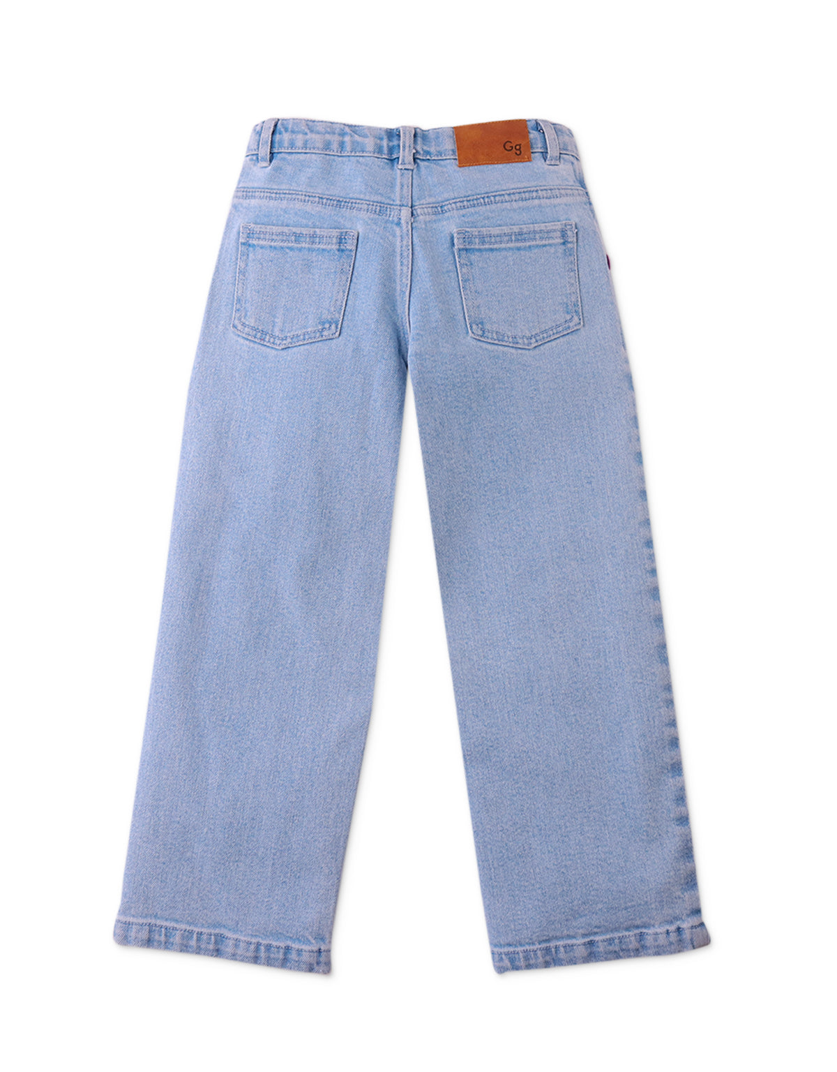 Girls Esme Denim Pants with Bird Patch Pocket, Blue