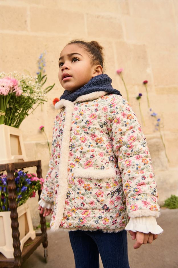 Reversible Coat Dalila, Cream Wild Flowers