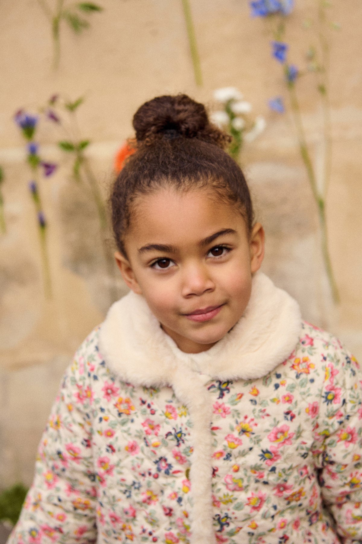 Reversible Coat Dalila, Cream Wild Flowers