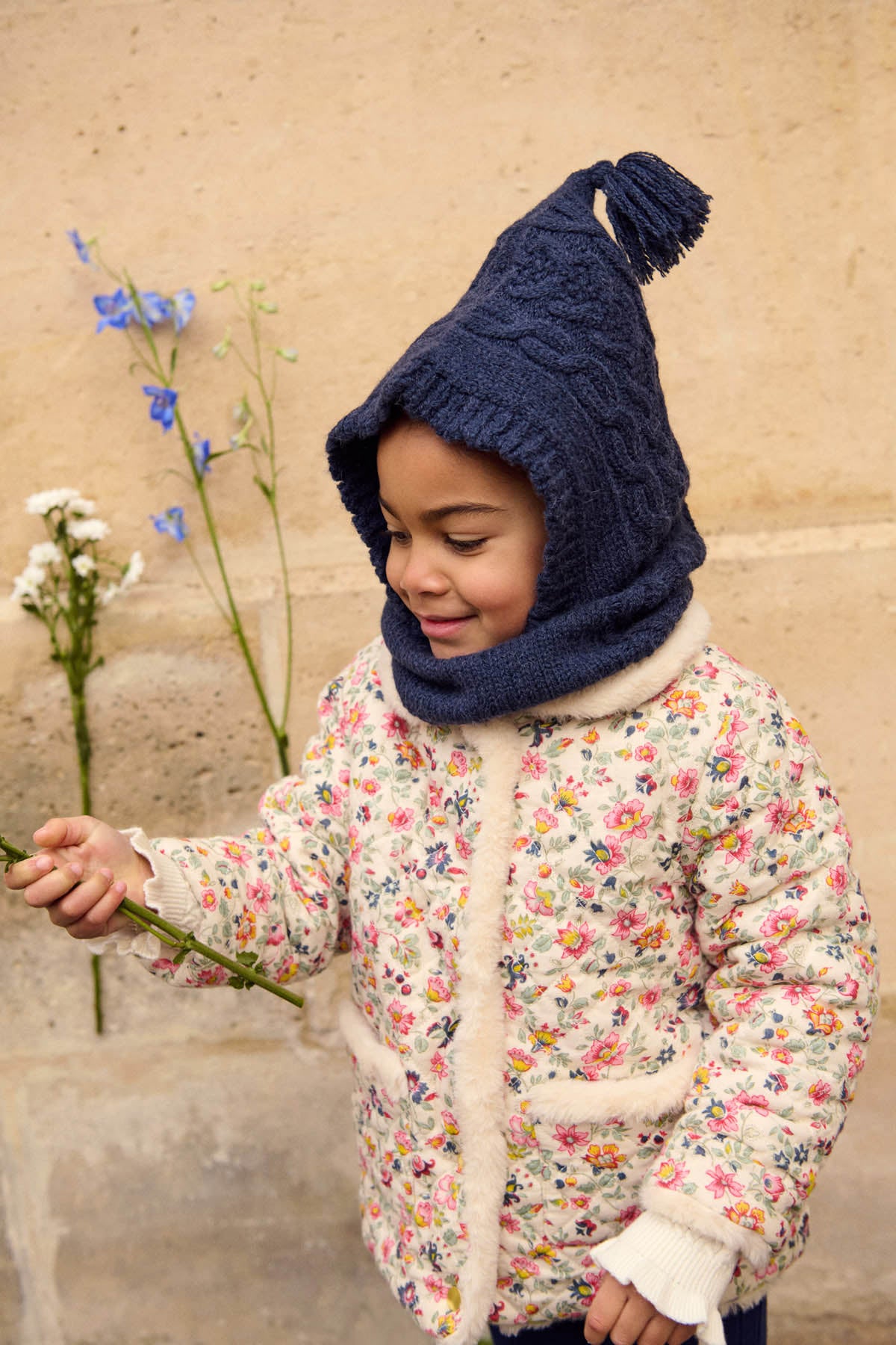 Reversible Coat Dalila, Cream Wild Flowers