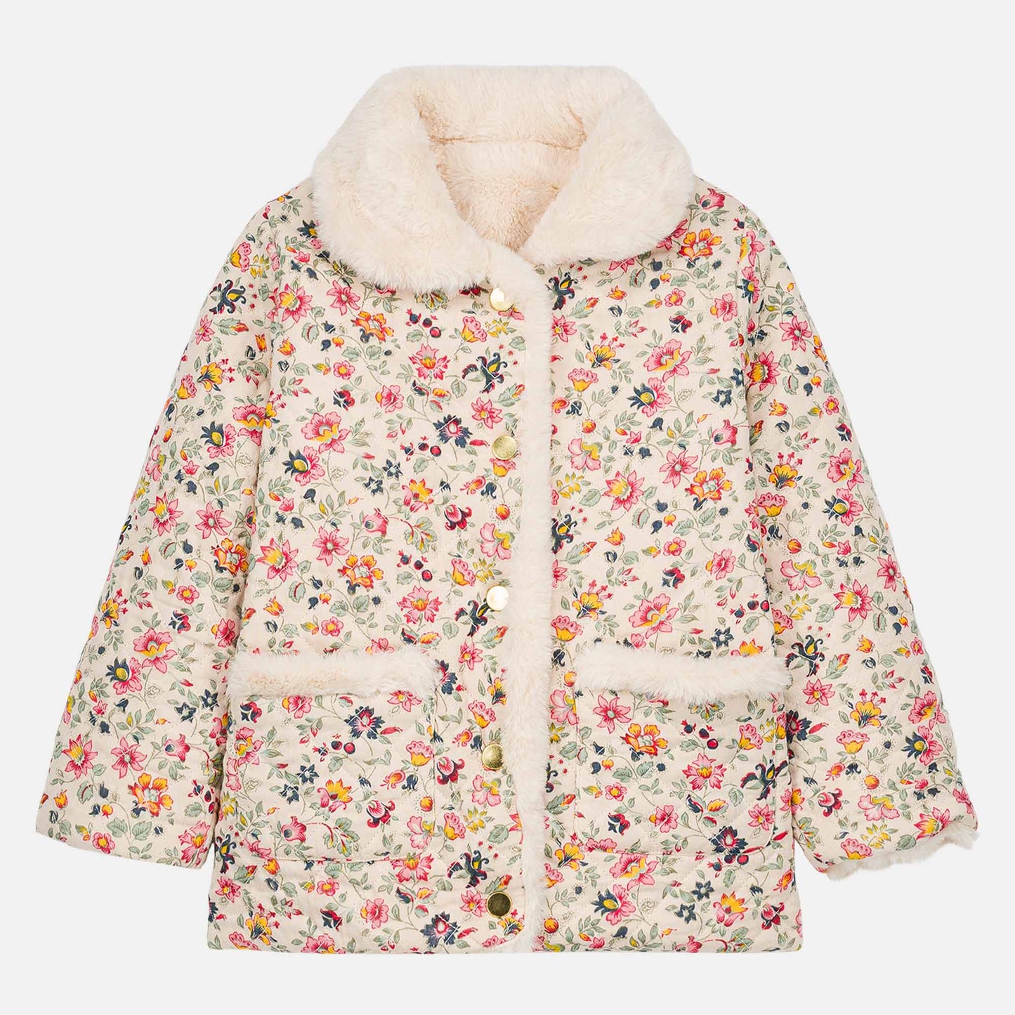 Reversible Coat Dalila, Cream Wild Flowers