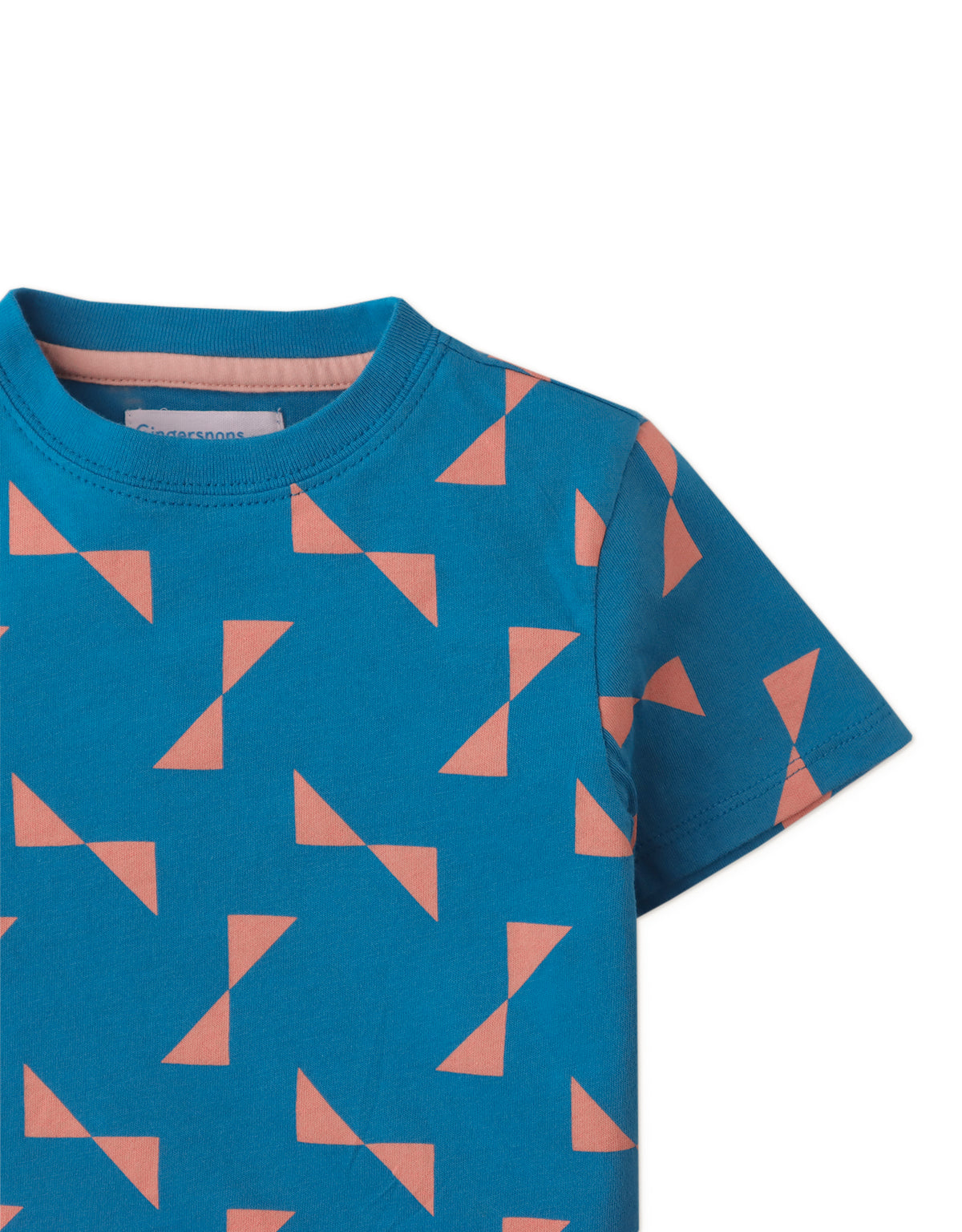 Boys Mini Austin Graphic Tee in Triangle Print, Blue