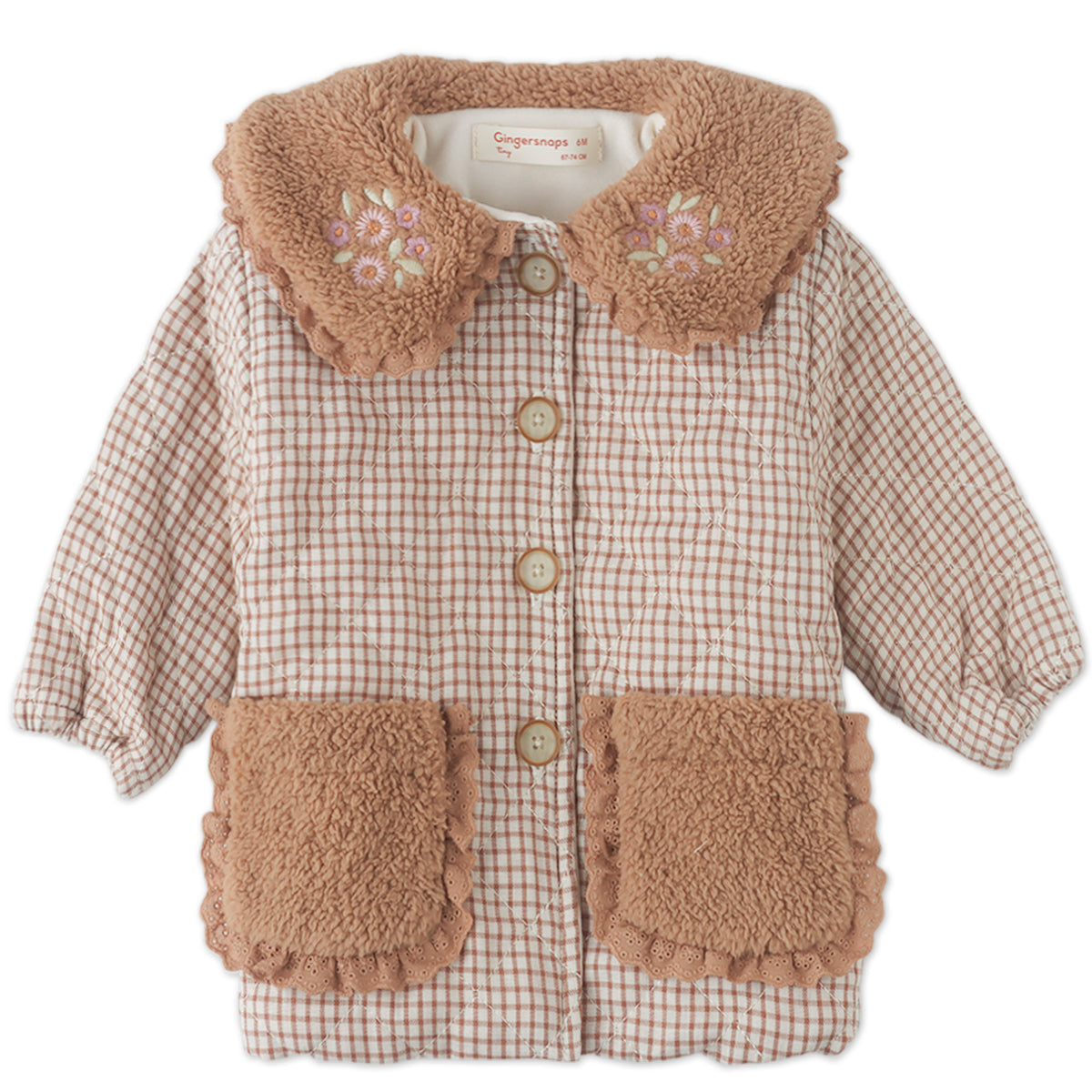Baby Girl Astrid Quilted Jacket, Brown