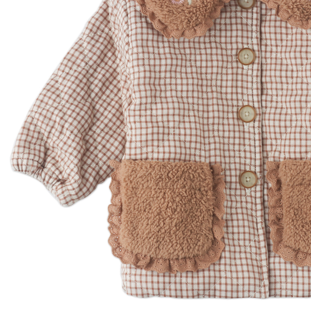 Baby Girl Astrid Quilted Jacket, Brown